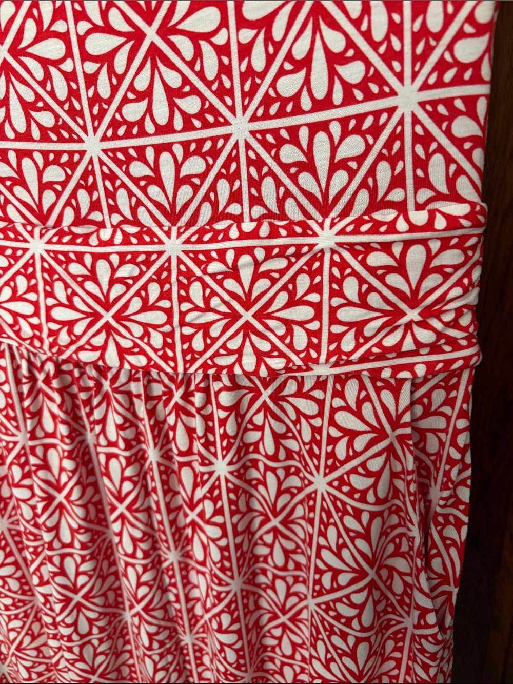Boden Orange-Red and White Geometric Midi Dress - Picture 3 of 5
